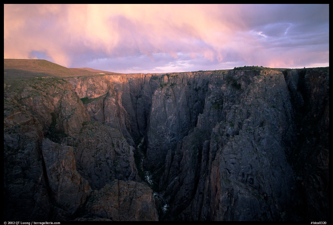The Narrows seen from Chasm view at sunset, North rim. Black Canyon of the Gunnison National Park, Colorado, USA.