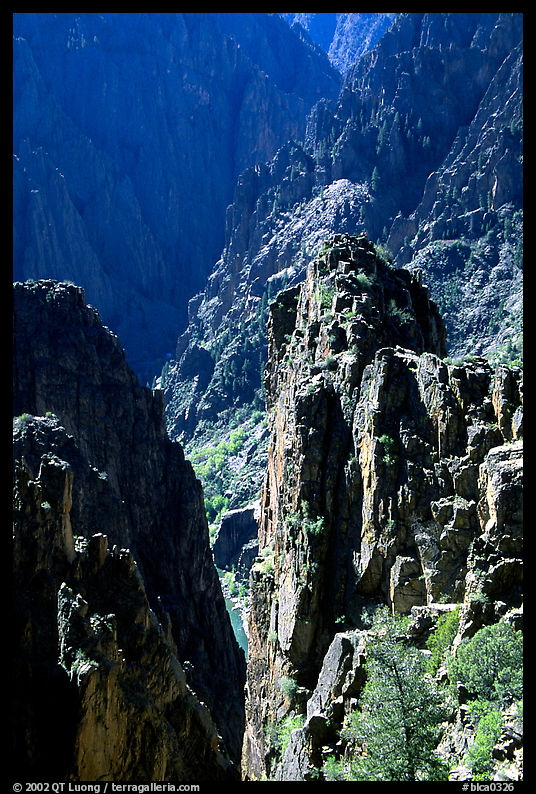 Pinnacles and spires, Island peaks view, North rim. Black Canyon of the Gunnison National Park, Colorado, USA.