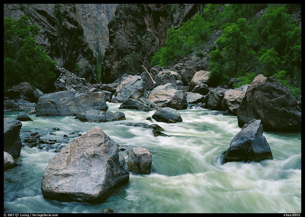 Boulders and rapids of  Gunisson River. Black Canyon of the Gunnison National Park, Colorado, USA.