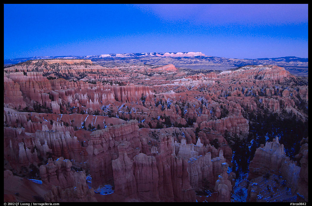 Bryce Amphitheater from Sunset Point, dusk. Bryce Canyon National Park, Utah, USA.