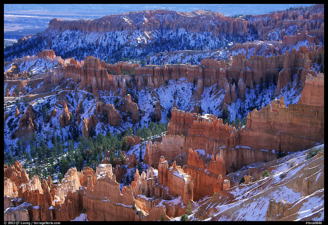 Hoodoos and blue snow from Inspiration Point. Bryce Canyon National Park