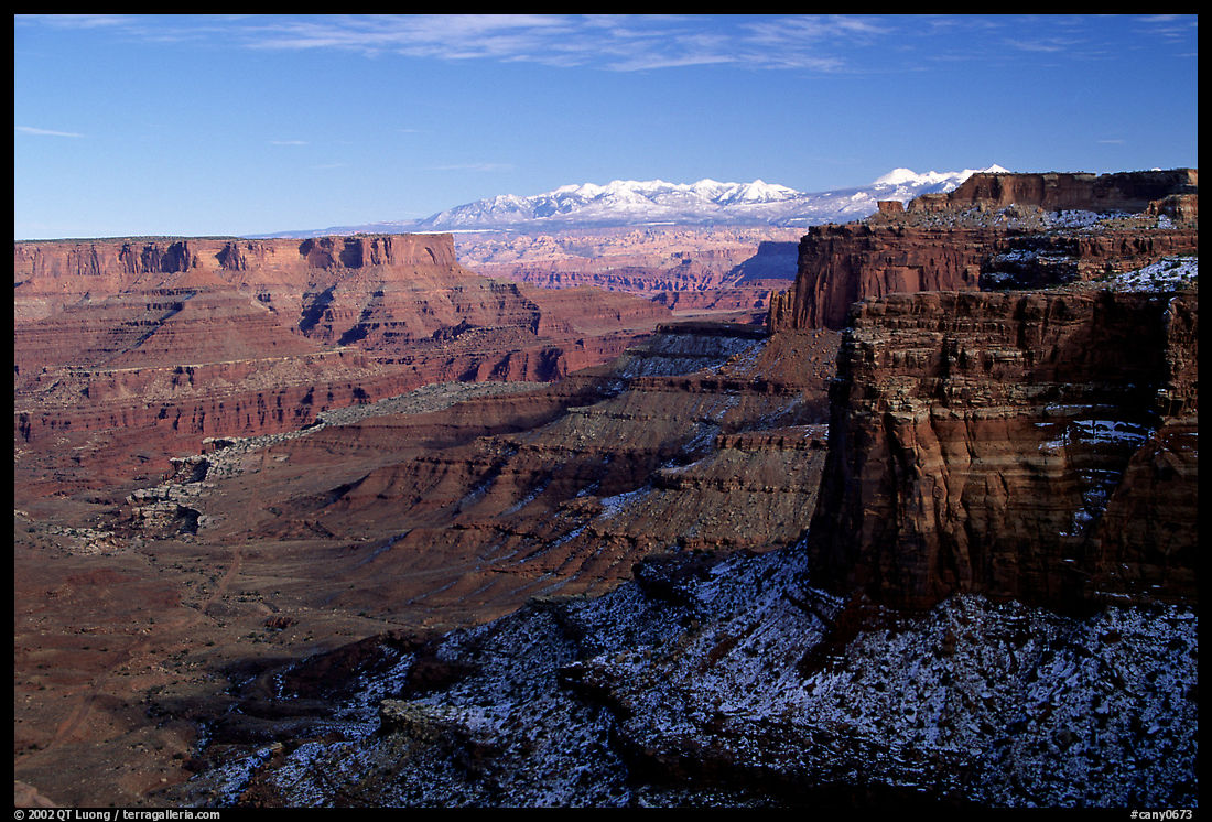 Buck Canyon overlook and La Sal mountains, Island in the sky. Canyonlands National Park, Utah, USA.