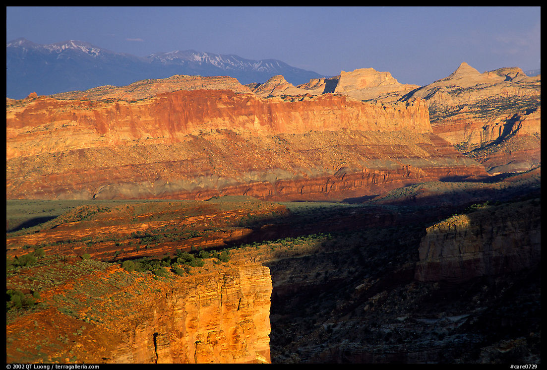 Waterpocket Fold from Sunset Point in storm light at sunset. Capitol Reef National Park