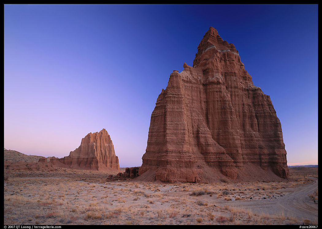 Temples of the Sun and Moon, dawn. Capitol Reef National Park, Utah, USA.