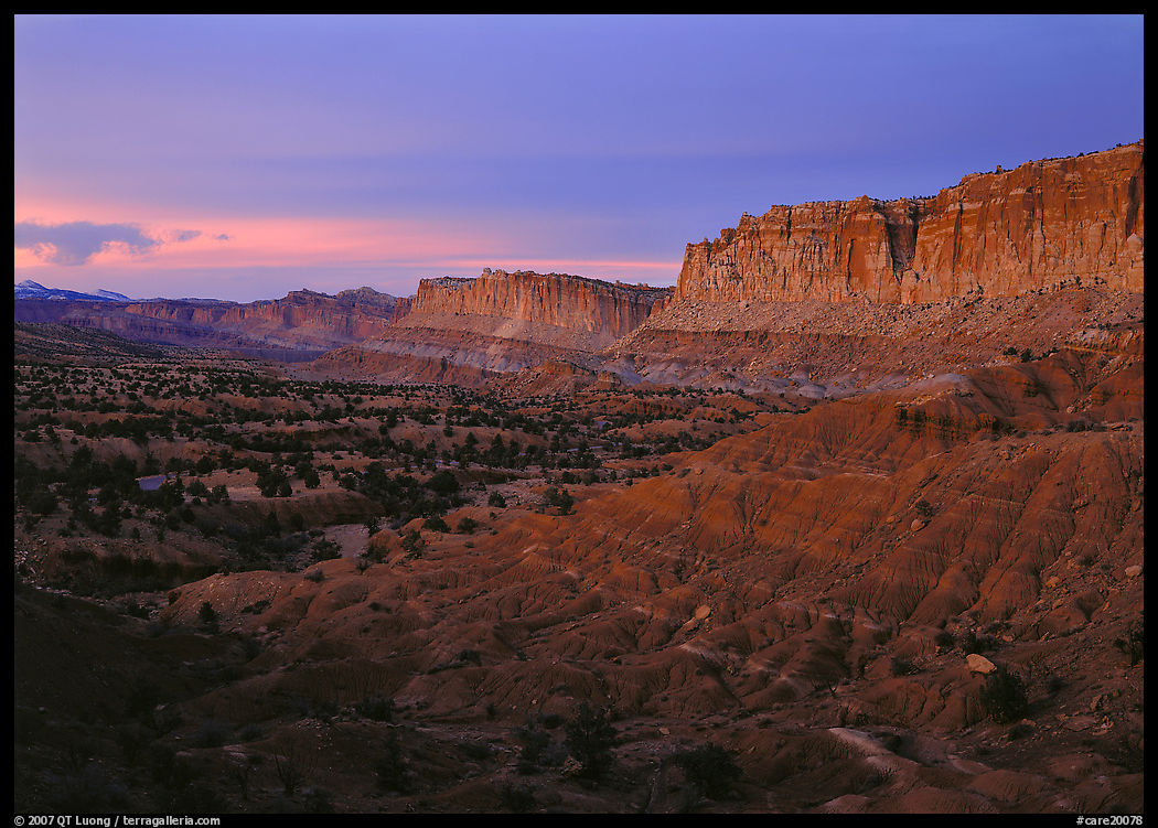 West side of Waterpocket Fold monocline at dusk. Capitol Reef National Park