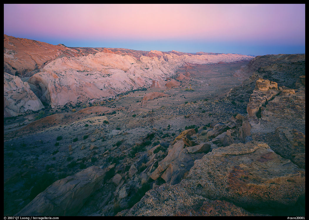 Waterpocket fold from Halls Creek overlook, dawn. Capitol Reef National Park