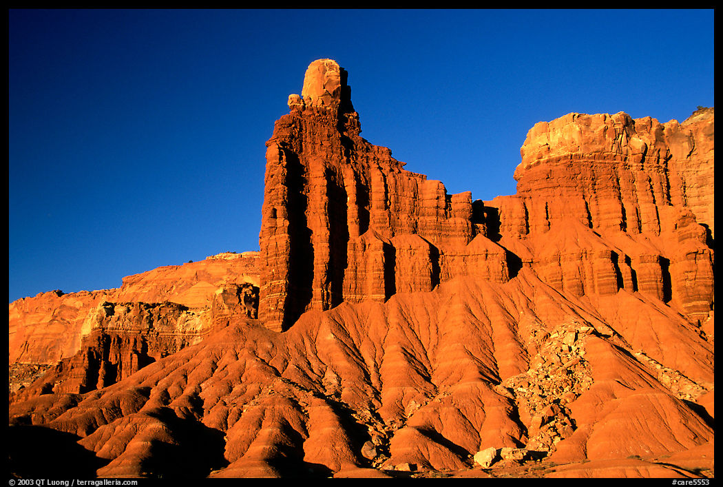 Red fluted sandstone, Chimney Rock. Capitol Reef National Park, Utah, USA.