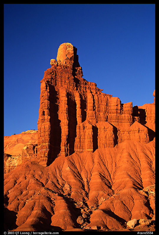 Chimney Rock at sunset. Capitol Reef National Park, Utah, USA.
