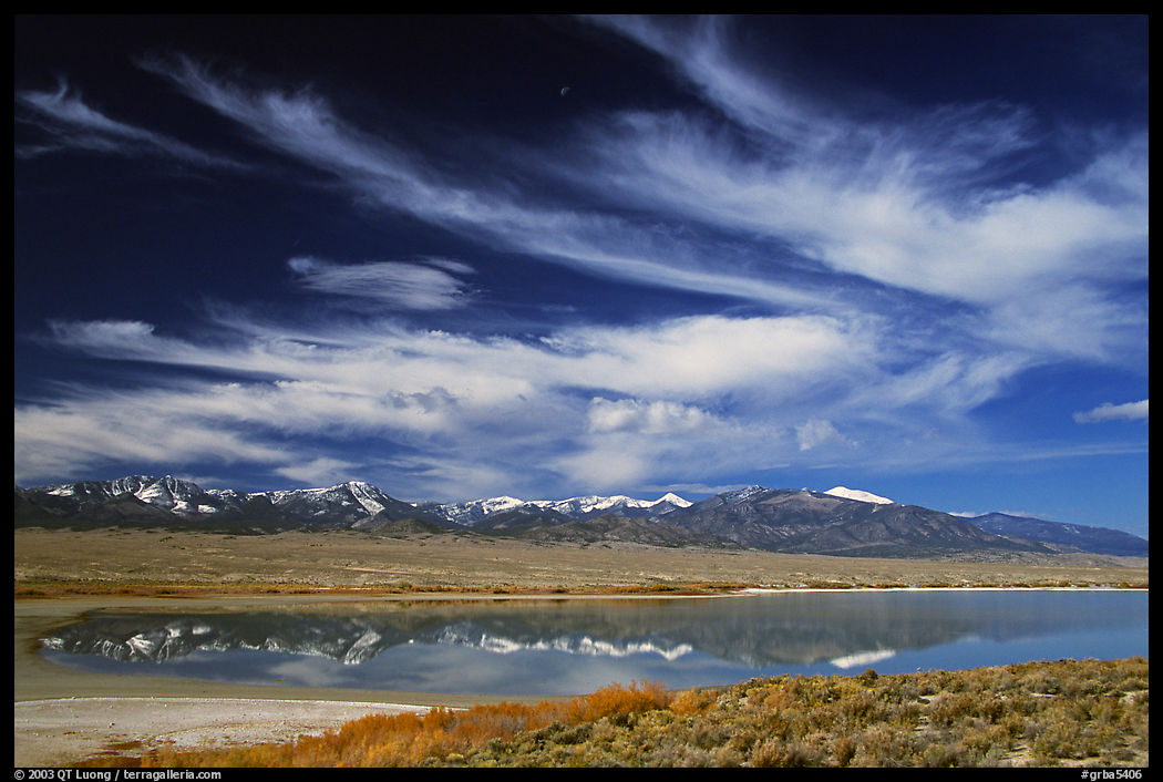Snake Range seen from the East above a pond. Great Basin  National Park, Nevada, USA.