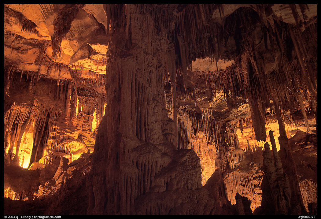 Tall columns in Lehman Cave. Great Basin  National Park, Nevada, USA.