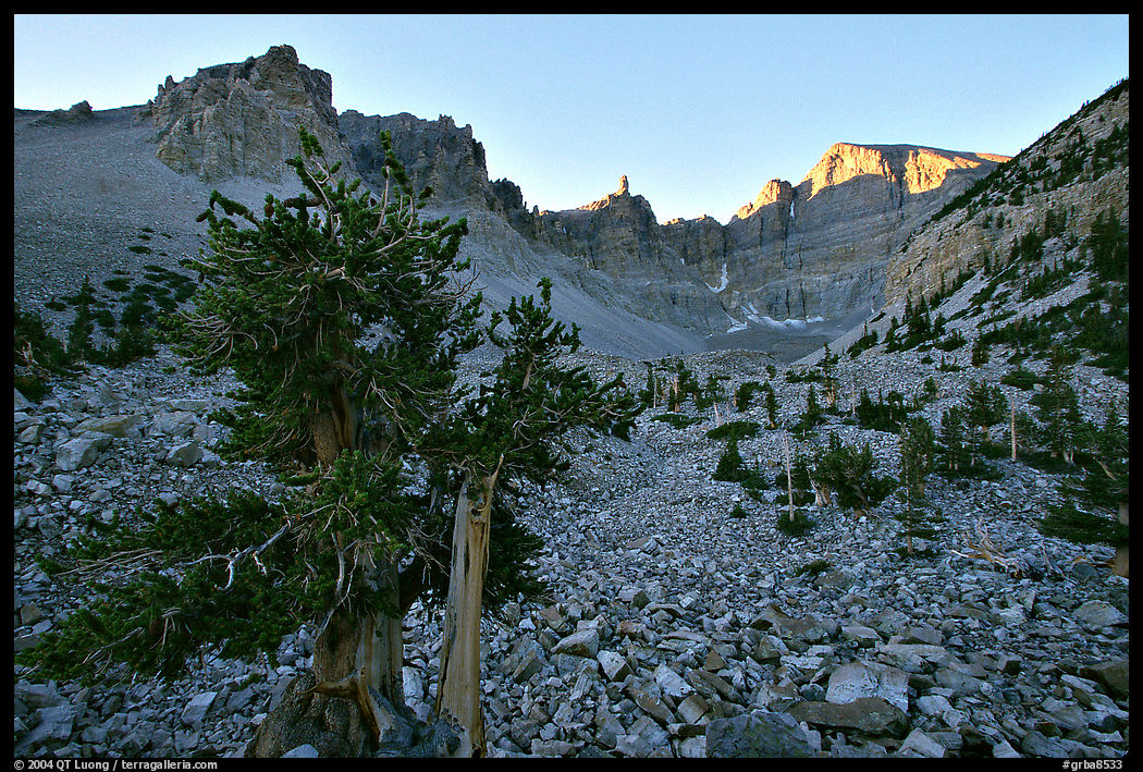 Rock bound cirque of Wheeler Peak, sunrise. Great Basin  National Park, Nevada, USA.