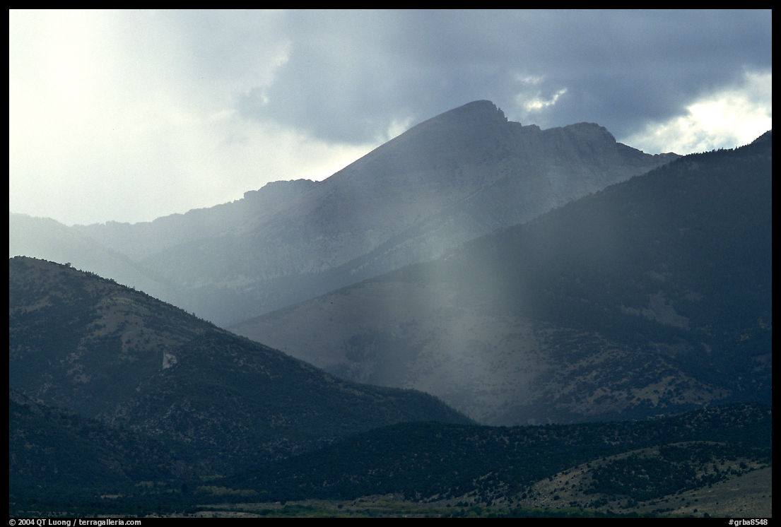Rays over Snake Range and Wheeler Peak. Great Basin  National Park, Nevada, USA.