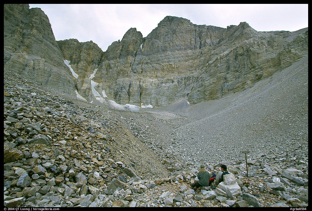 Hikers at the base of the North Face of Wheeler Peak. Great Basin  National Park