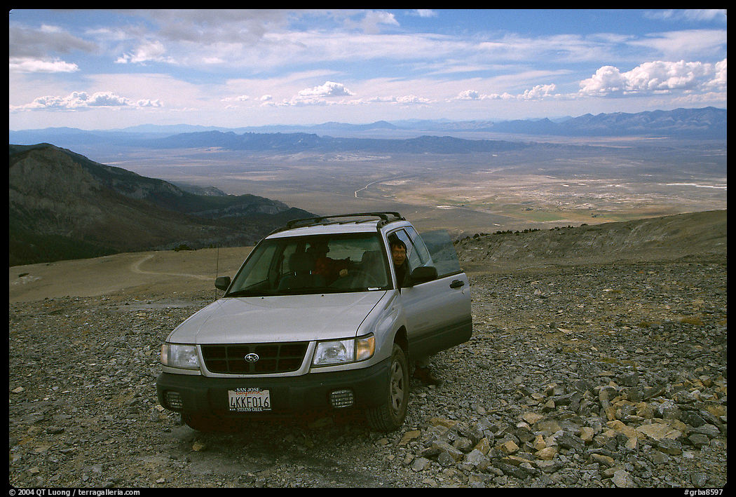 SUV on four wheel drive road on Mt Washington. Great Basin  National Park