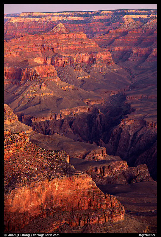 Temples at Dawn from Yvapai Point. Grand Canyon  National Park, Arizona, USA.