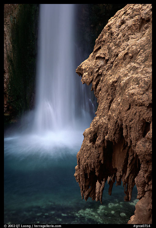 Rock and Mooney Falls, Havasu Canyon. Grand Canyon  National Park, Arizona, USA.