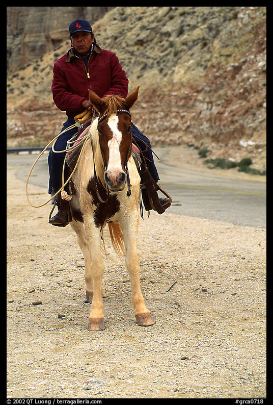 Havasu Indian on horse in Havasu Canyon. Grand Canyon  National Park, Arizona, USA.