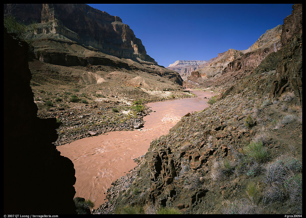 Colorado River and rock walls near Tapeats Creek. Grand Canyon  National Park, Arizona, USA.