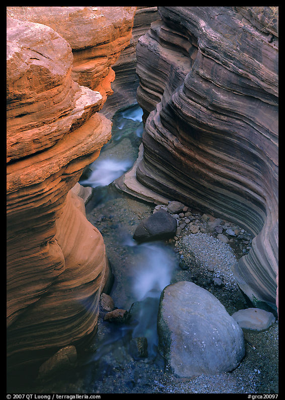 Red sandstone gorge carved by Deer Creek. Grand Canyon  National Park, Arizona, USA.