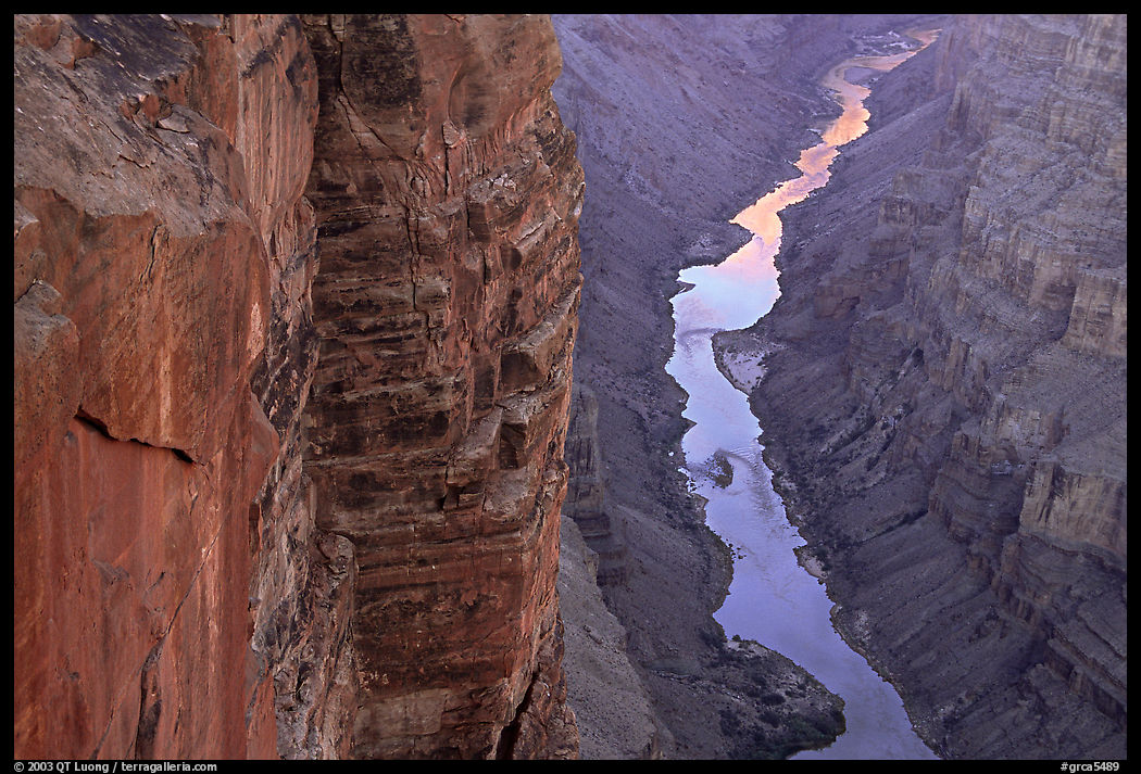 Colorado River and Cliffs at Toroweap, late afternoon. Grand Canyon  National Park, Arizona, USA.