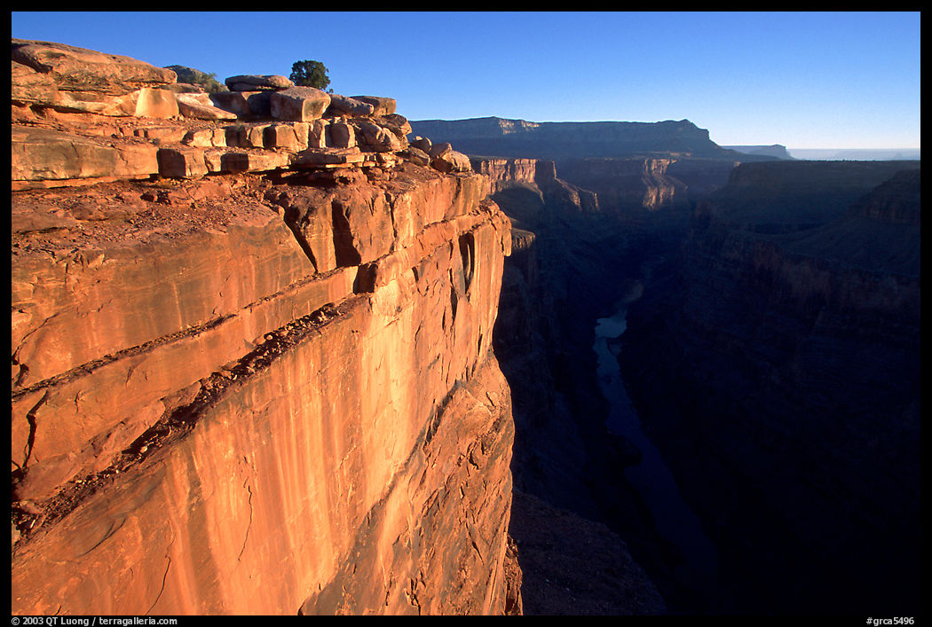 Cliff and Colorado River at Toroweap, sunrise. Grand Canyon  National Park, Arizona, USA.