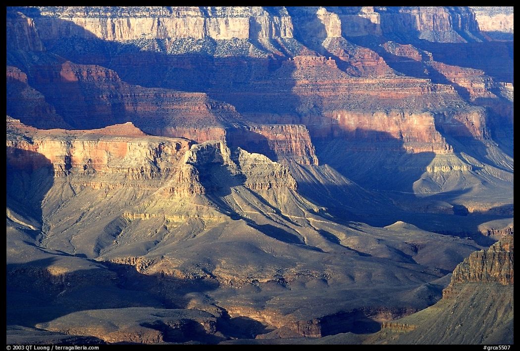Distant cliffs seen from Cape Royal, morning. Grand Canyon  National Park, Arizona, USA.