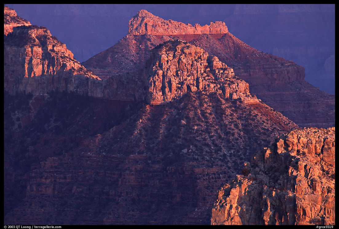 Towers seen from Point Sublime, sunset. Grand Canyon  National Park