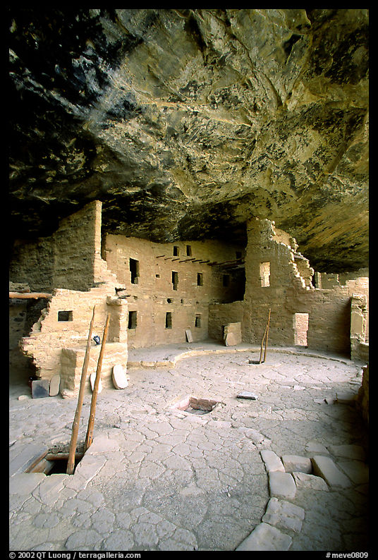 Ladder emerging from Kiva and Spruce Tree house. Mesa Verde National Park