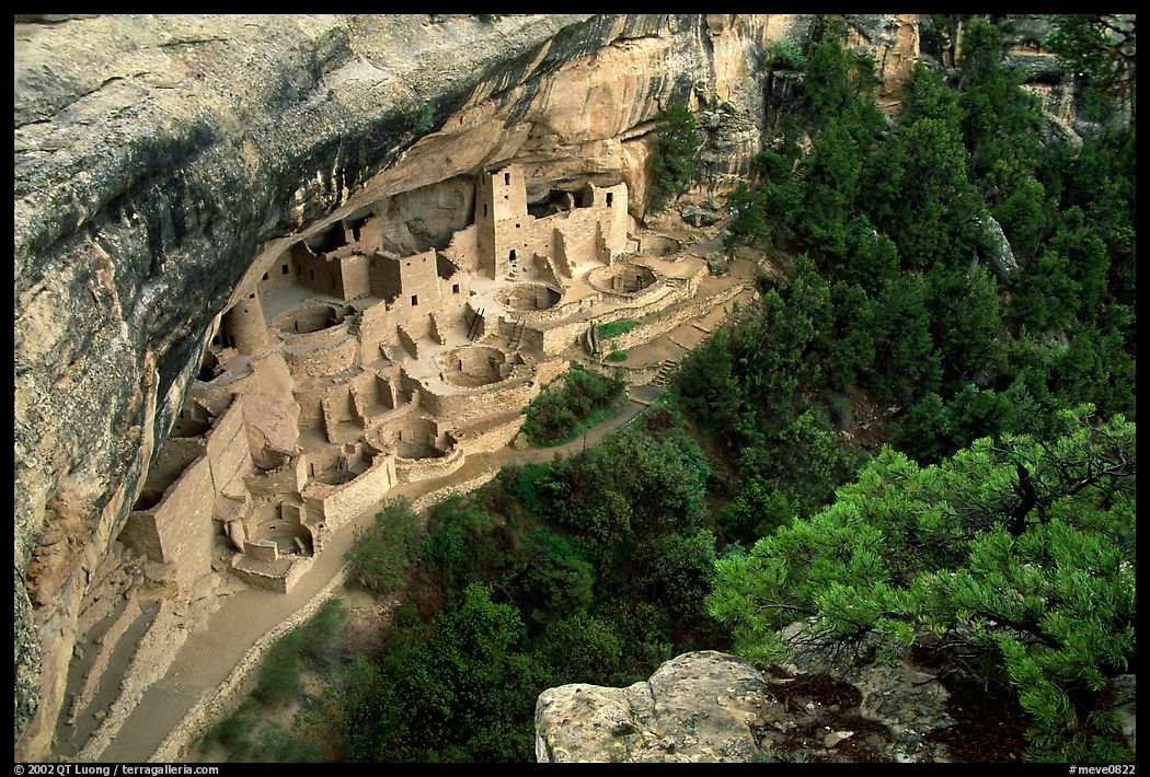 Cliff Palace from above, late afternoon. Mesa Verde National Park, Colorado, USA.