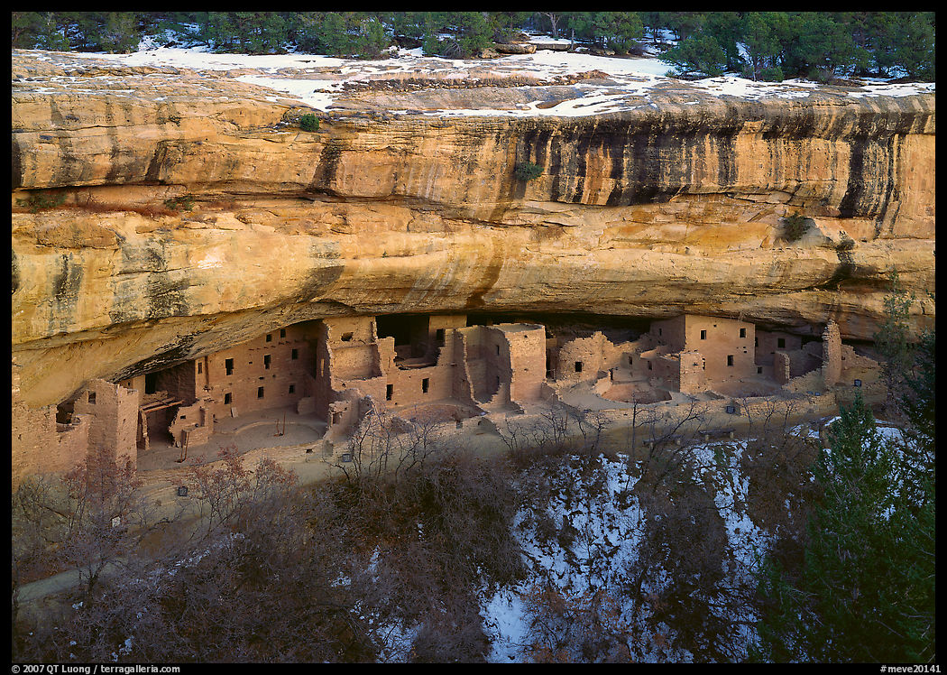 Spruce Tree house and alcove in winter. Mesa Verde National Park