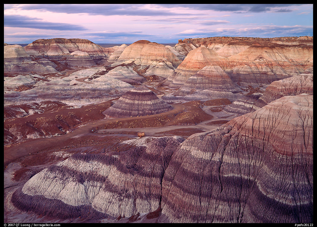 Blue Mesa basin at dusk. Petrified Forest National Park