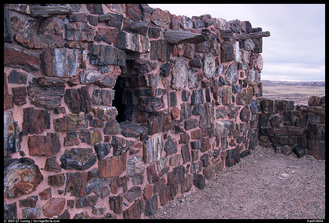 Agate House built with fossilized wood. Petrified Forest National Park, Arizona, USA.