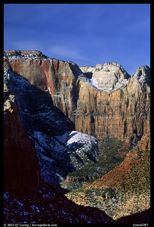Streaked wall seen from Canyon Overlook. Zion National Park, Utah, USA.