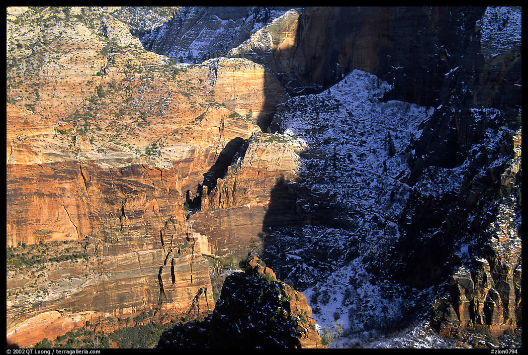 Cliffs near Hidden Canyon from above, late winter afternoon. Zion National Park