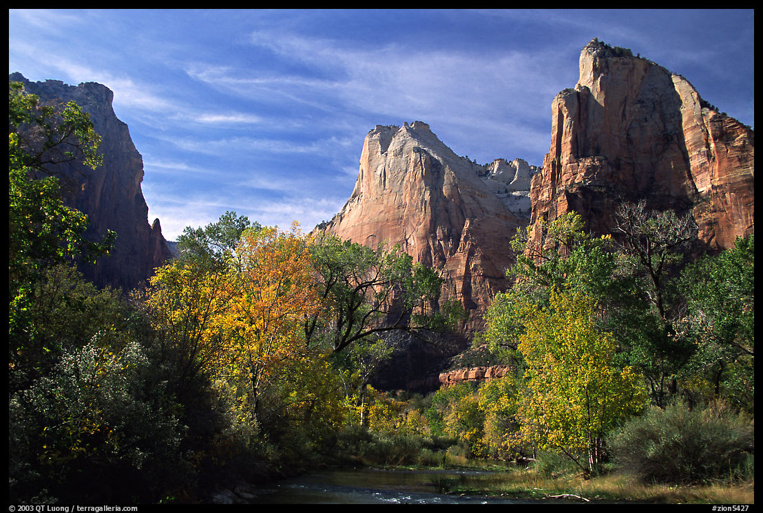 Court of the Patriarchs in autumn. Zion National Park, Utah, USA.