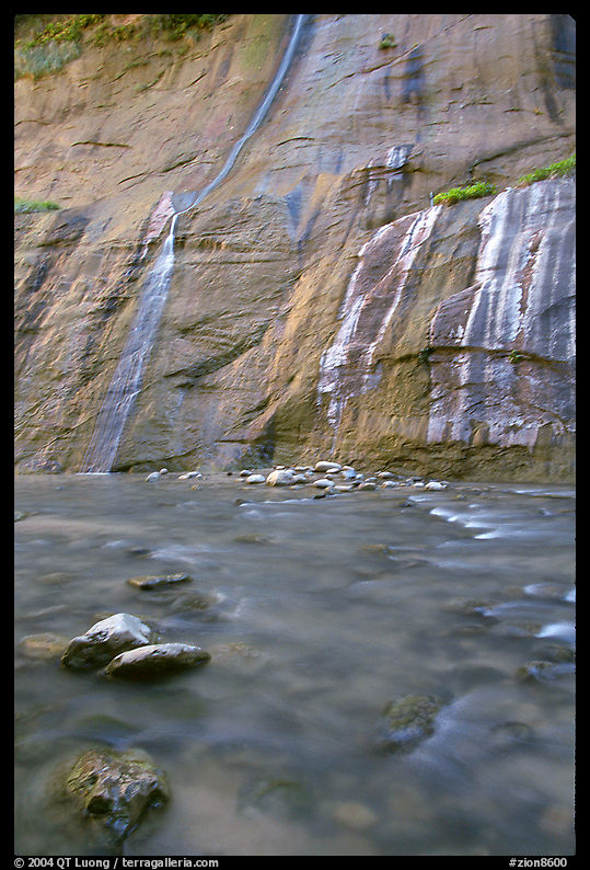 Mystery Falls, the Narrows. Zion National Park, Utah, USA.