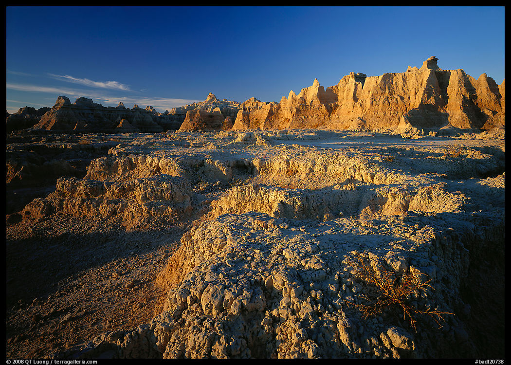 Eroded badlands, Cedar Pass, sunrise. Badlands National Park