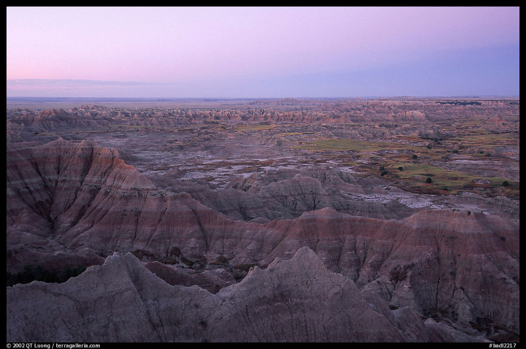 View from Pinacles overlook, dawn. Badlands National Park, South Dakota, USA.