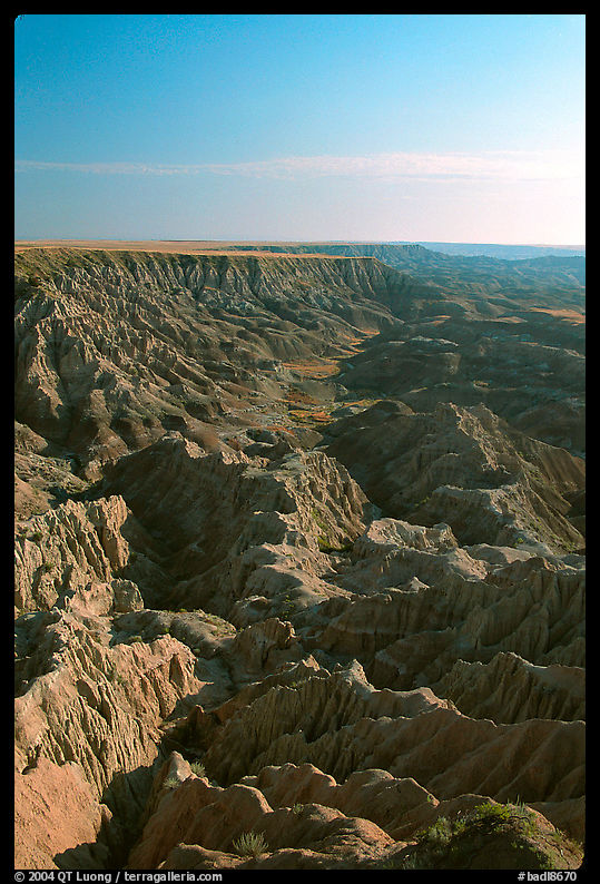 Looking east towards the The Stronghold table in the southern unit, morning. Badlands National Park, South Dakota, USA.