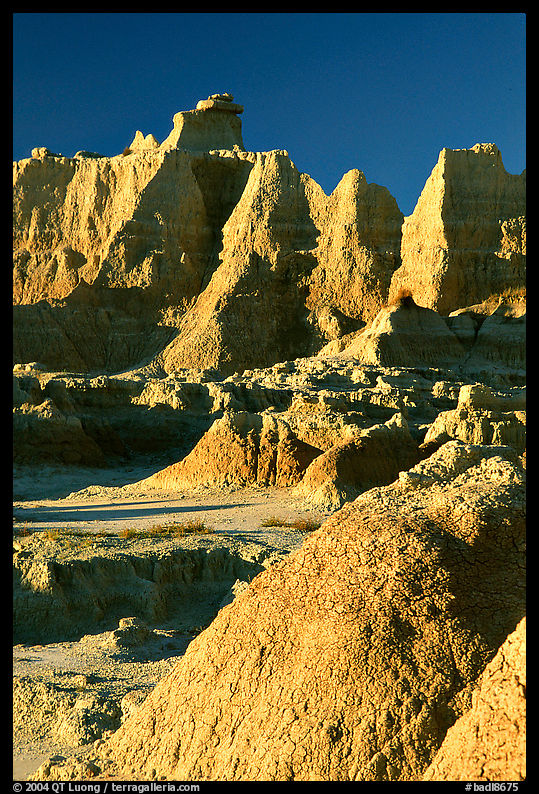 Erosion landforms at Cedar Pass, early morning. Badlands National Park, South Dakota, USA.