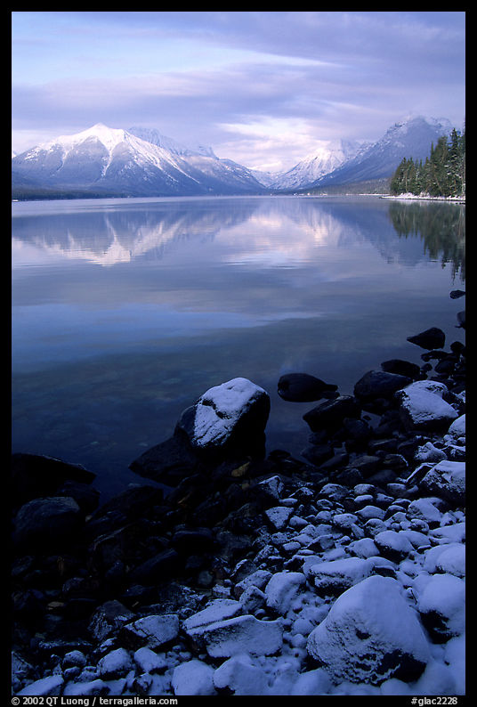 Shores of Lake McDonald in winter. Glacier National Park