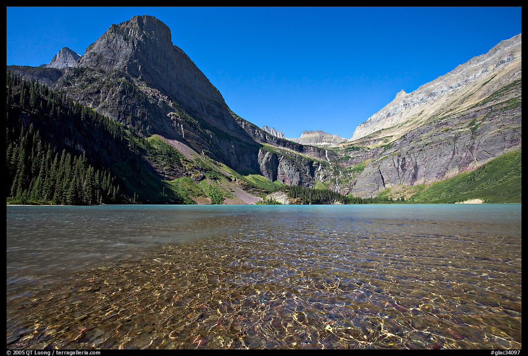 Pebbles in Grinnell Lake, Angel Wing, and the Garden Wall. Glacier National Park
