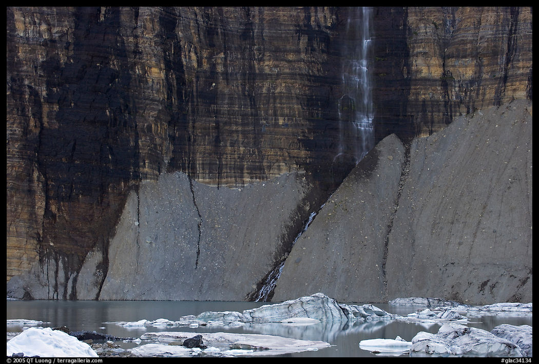 Salamander Falls and icebergs. Glacier National Park