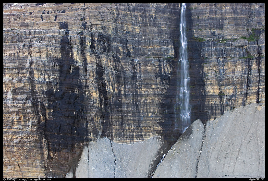 Rock wall and Salamander Falls. Glacier National Park