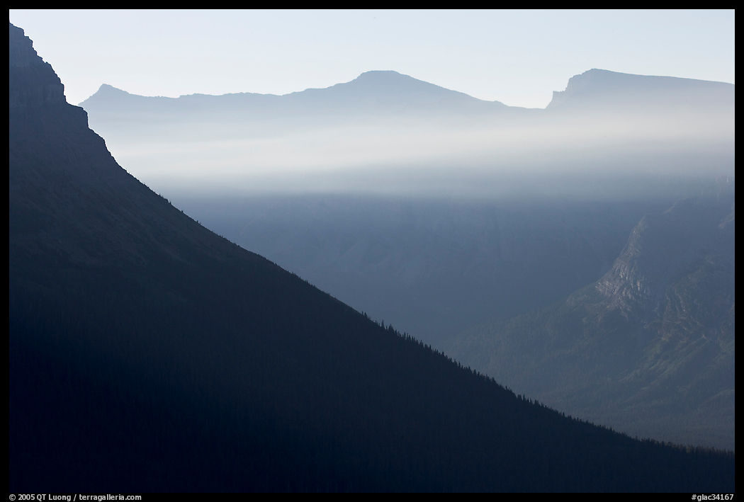 Ridge and light seen from Logan Pass. Glacier National Park