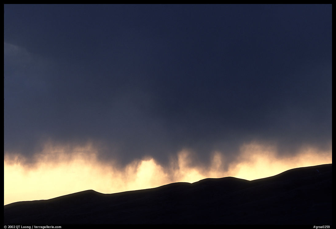 Storm clouds over the Sangre de Christo mountains. Great Sand Dunes National Park, Colorado, USA.