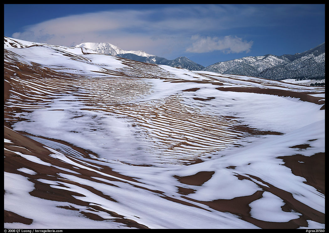 Melting snow on the dunes. Great Sand Dunes National Park, Colorado, USA.