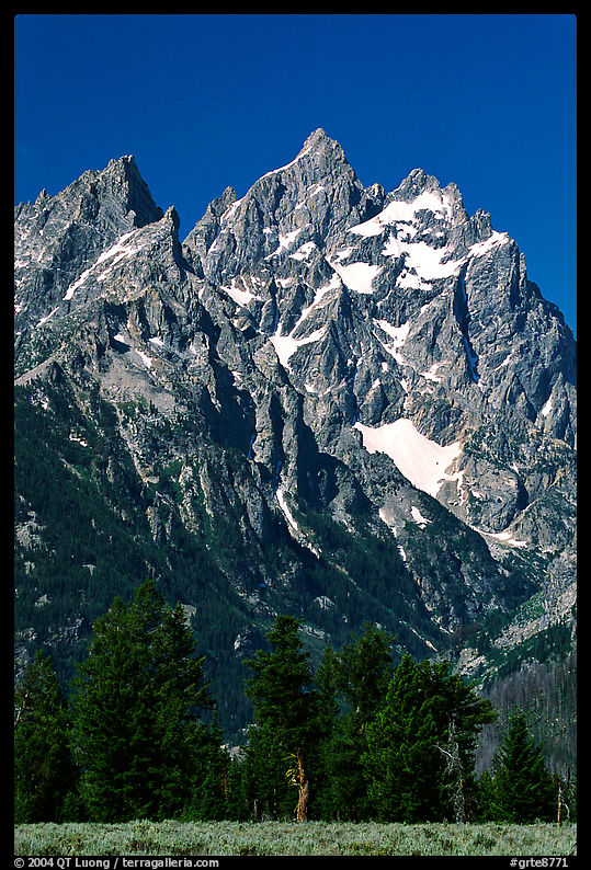 Rocky peaks of Cathedral group, morning. Grand Teton National Park, Wyoming, USA.
