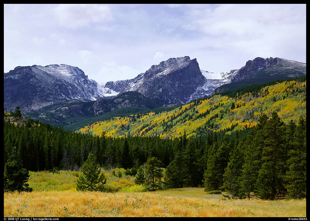 Hallett Peak and Flattop Mountain in fall. Rocky Mountain National Park