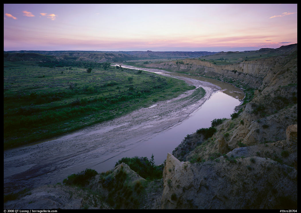 Little Missouri River bend at sunset. Theodore Roosevelt  National Park